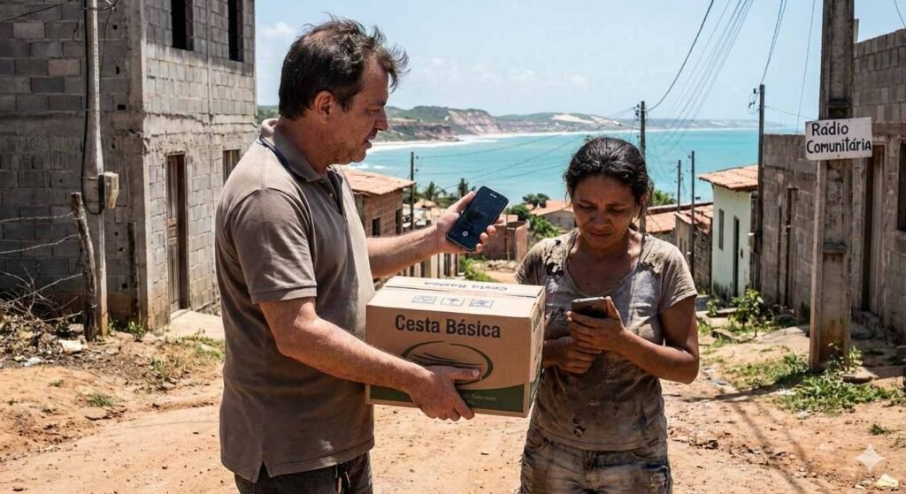 Imagem de como teria sido a abordagem à mulher vítima (Divulgação/IA)