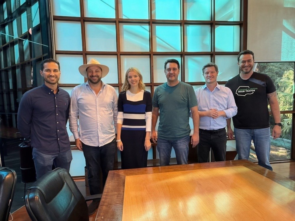 Paulo Litro, Geraldo Mendes, Luiza Canziani, Ratinho Junior, Santin Roveda e Matheus Laiola: União Brasil sai fortalecido na janela partidária (Foto: Redes Sociais/GM)