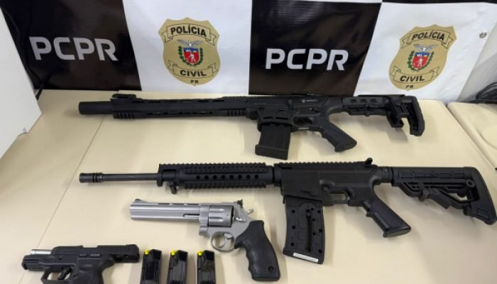 PCPR apreende fuzil e armamentos de suspeito em investigação de crimes contra mulher em Castro