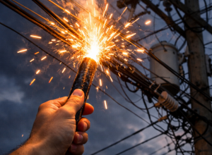 Energisa alerta para riscos de fogos de artifício perto da rede elétrica