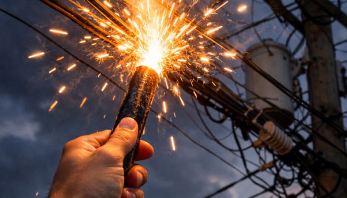 Energisa alerta para riscos de fogos de artifício perto da rede elétrica