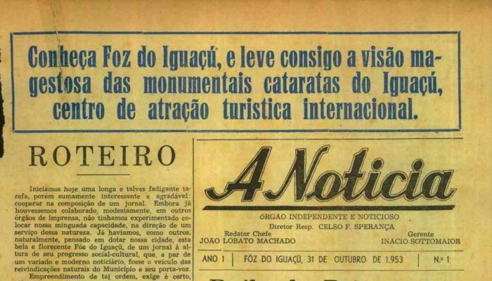 Primeira Edição do Jornal 'A Notícia' de 1953 Revela História de Foz do Iguaçu